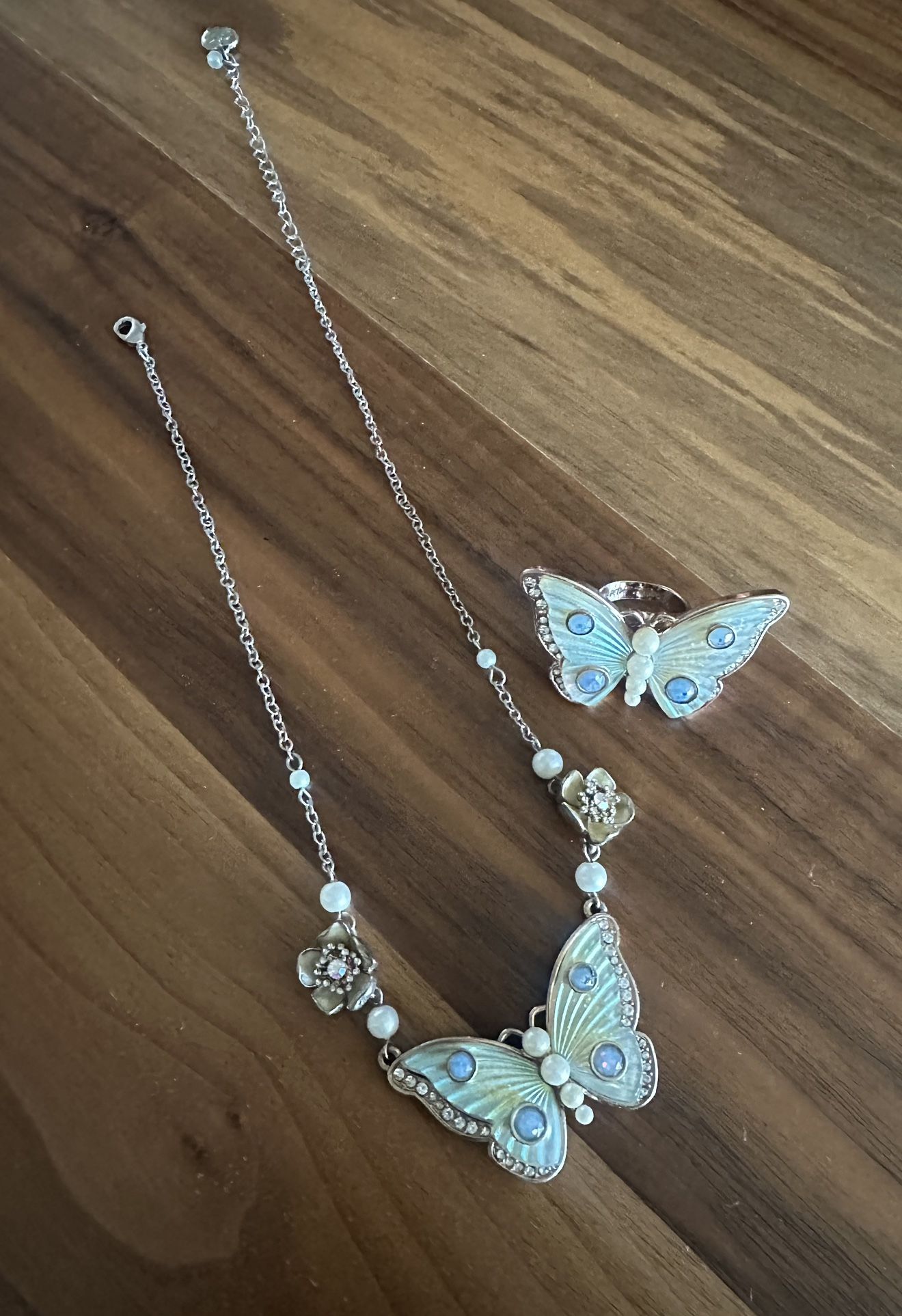 Betsy Johnson Butterfly Necklace and Ring Set