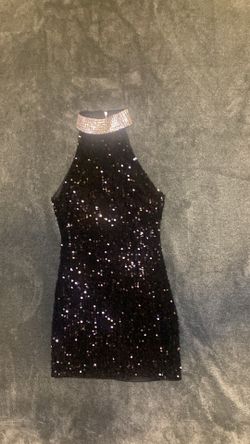 Black Sequin Mini Dress