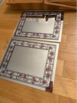 Stanley Monarch Vintage Floral Mirrors Pink Border Oak Wood Picture Frame 16x20