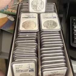 Massive collection of NGC graded ms69 1oz  silver eagles ASE