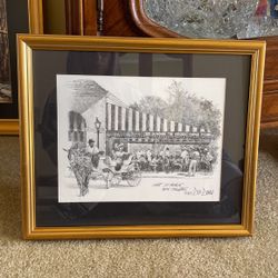 Framed Pencil Scetch Cafe Du Monde 1997 