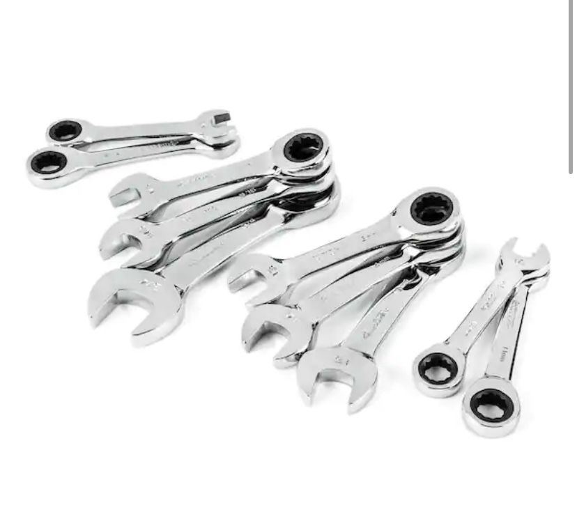 Husky Stubby Ratcheting SAE/MM Combination Wrench Set (10-Piece)