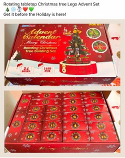 AuroTops Rotating Christmas Tree Advent Calendar Building Set