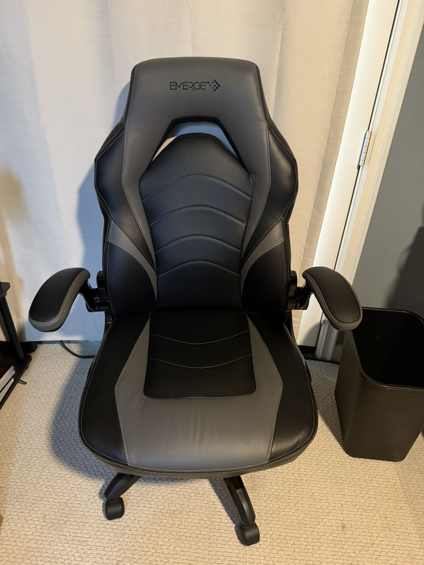Staples Emerge Vortex Bonded Leather Ergonomic Gaming Chair, Black and Gray