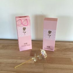 New- 24k Golden Foil Rose with Luxury Gift Box and Bag - 10-inch