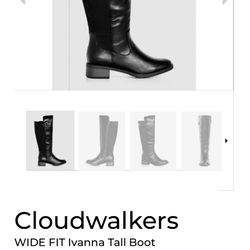 New black Cloudwalkers WIDE FIT Tall Boot For Women Size 9.5