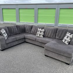 FREE DELIVERY - Comfortable Big Double Sectional Dark Gray Couch - Look My Profile For More Options