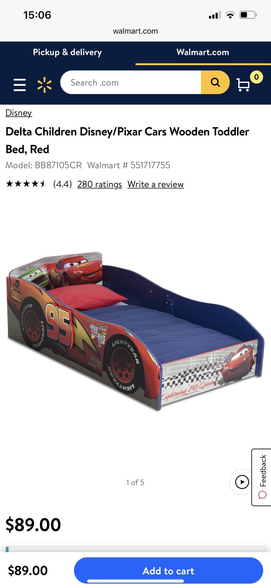 Delta Pixar Cars Toddler Bed