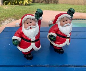 Vintage Set of 2 Hanging Santa Claus Figurines