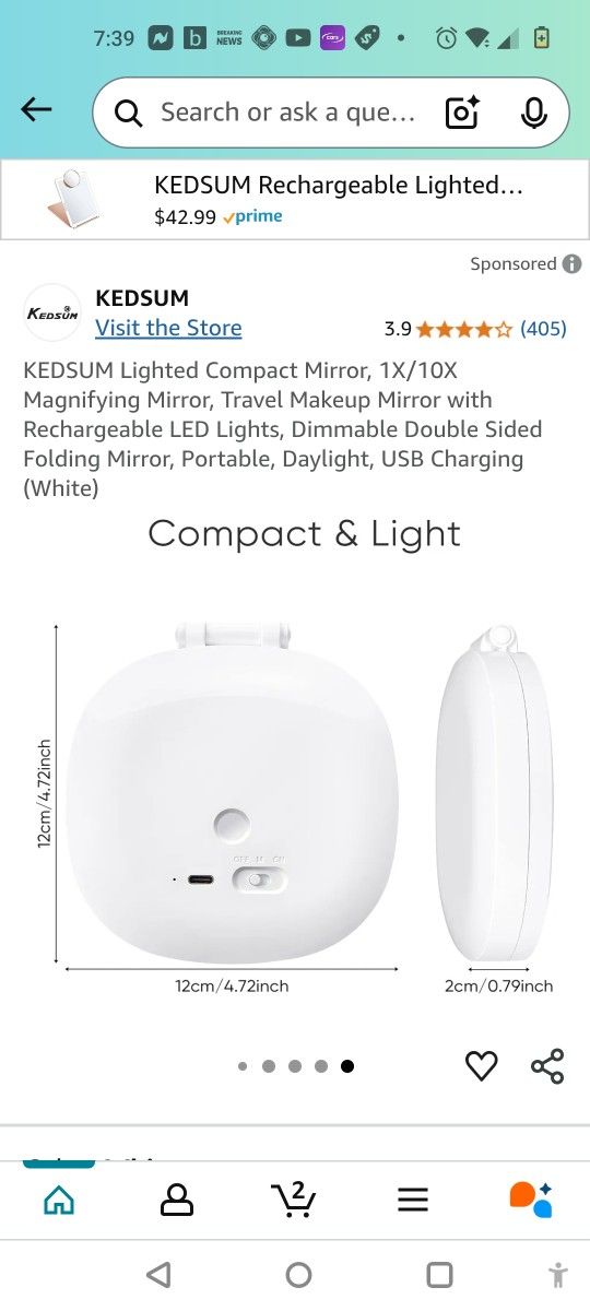 Rechargeable 1x/10x Double Side Lighted