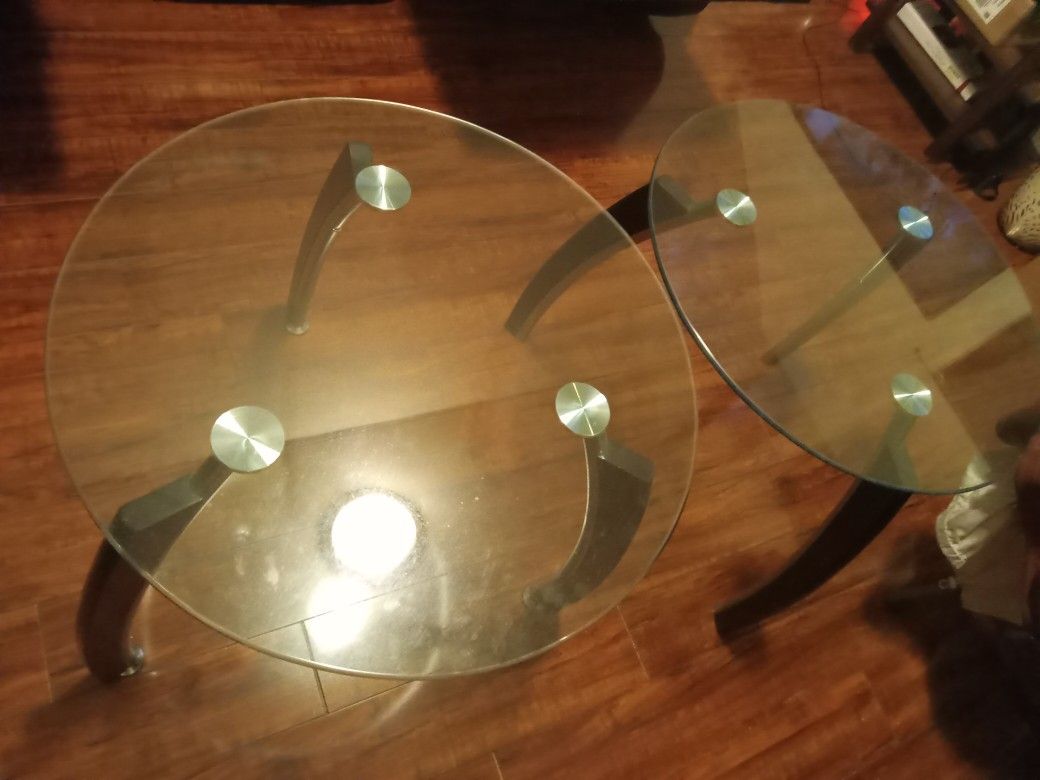 TWO GLASS SIDE COFFEE TABLES