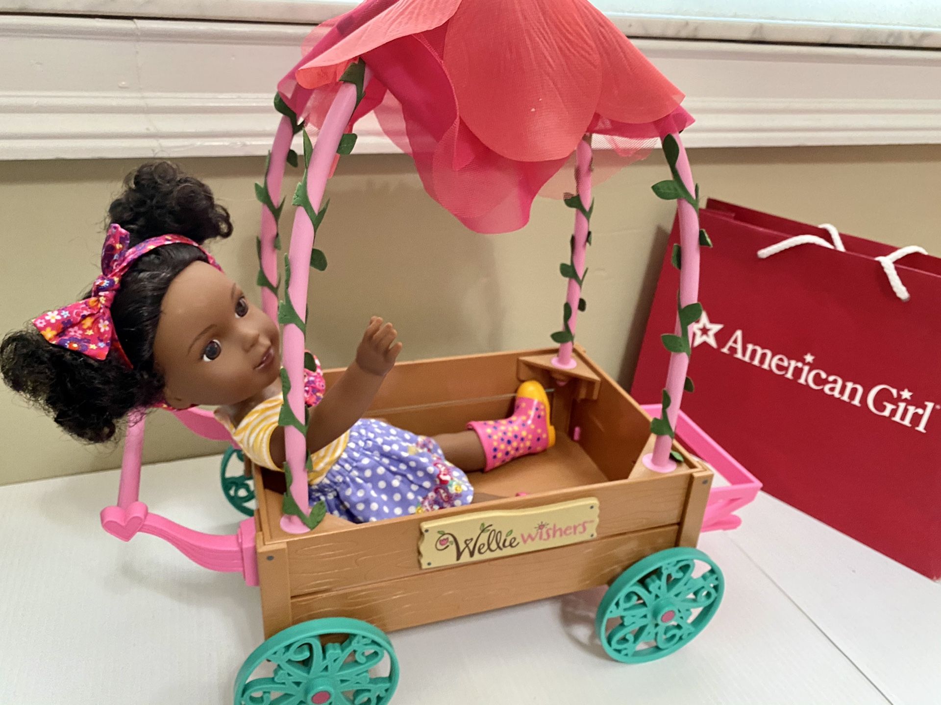 American Girl AG Love & Caring Carriage Set With Kendall Wellie Wishers Doll