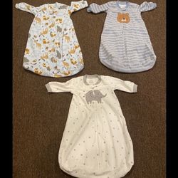 Bundle Lot 3 Carter's Baby Boy Fleece Sleepsack 3-6 months Bear Fox Elephant Blue Sac Sleeper