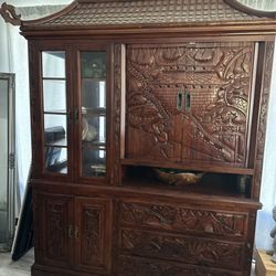 Redwood Antique Japanese Dragon Hutch 40 Years Old