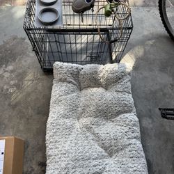 Dog Cage, Bed, Car Seat Belt And Leash 