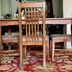Solid Wood Dining Table And 4 Chairs Set