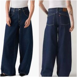Levi's Premium Super Baggy Barrel Jeans Dark Wash Blue Women's 28x30 NWT
