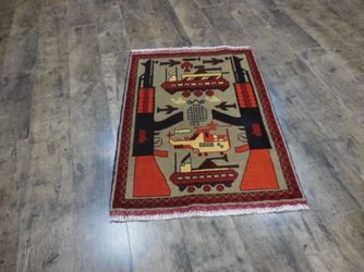 Afghan War Rug with Military Motifs