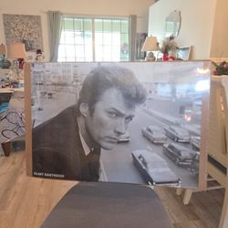 Clint Eastwood Blk White Poster Needs Frame Vintage Text Measurements  40 Obo