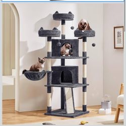 68.5in Cat Tree for Large Cats, Multi-Level Cat Tower , Dark Gray M-13