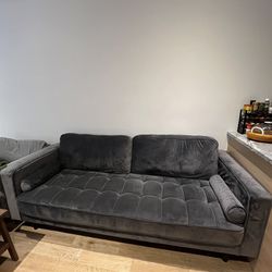Velvet Couch - Dark Grey