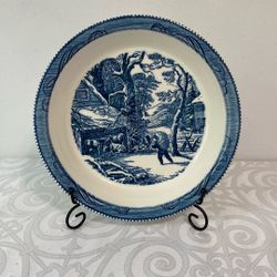 VNTG Currier & Ives Pie Plate Snowy Morning 10” EUC