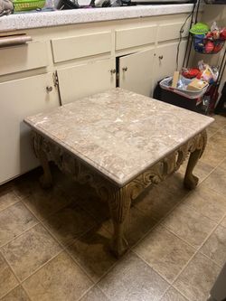 Marble beige sofa table