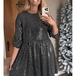 Disco Sequin Skater Mini Dress