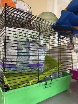Hamster Cage, bedding, and supplies