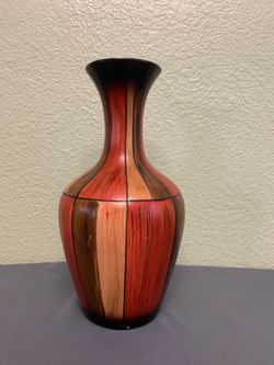 Vintage 2008 Heritage Mint Decorative Ceramic Vase 14" Earth Tones Red Orange