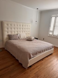 Faux Leather King size  Bed ( Headboard And Metal Frame Only)