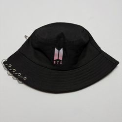 BTS Black Bucket Hat with Metal Rings