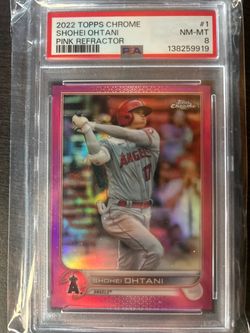 2022 Topps Chrome Shohei Ohtani Pink Refractor PSA 8
