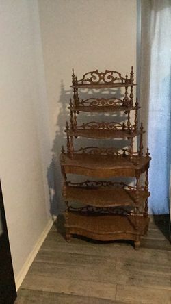 Antique Victorian Wood Carved Étagère Shelf Asian Indian vintage