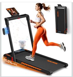 $160 Treadmill with Speaker, 6-in-1 7.5MPH Foldable Treadmill for Home with App Compatible, Walking Pad with 10% Incline, LED Display, 3.0HP Brushless