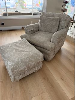 Floral Armchair with Matching Ottoman