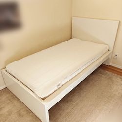 IKEA Twin Bed Set - MALM Frame & VESTEROY Mattress + Protector
