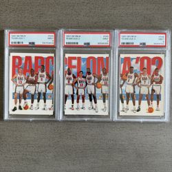 1991 SkyBox Team USA Dream Team PSA 9 Lot (3) Jordan Magic Bird Barcelona