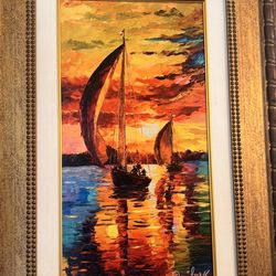 Daniel Wall Painting Of Sailboats With COA And Appraisal