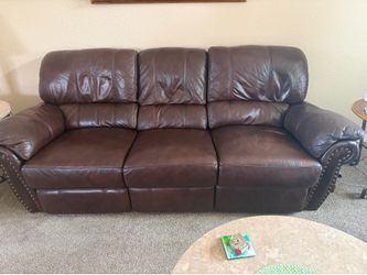 Chocolate Brown Leather Power Reclining Sofa