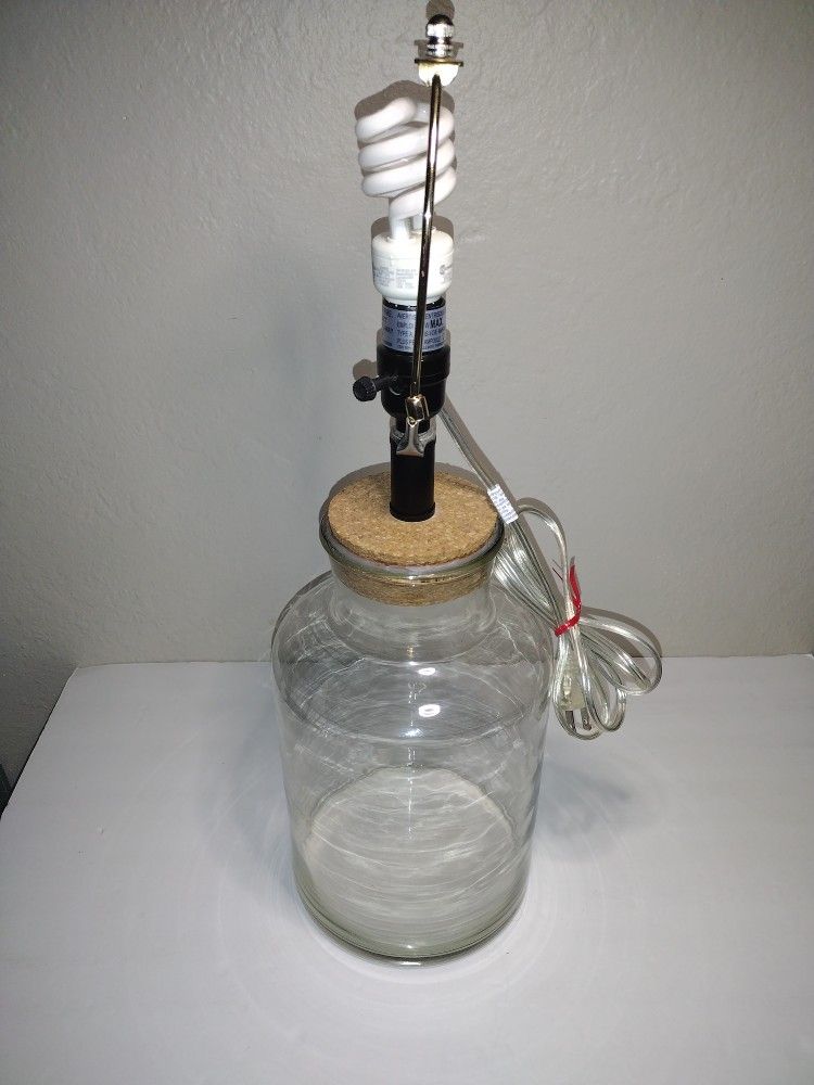 Vintage Clear Blown Glass Fillable Jar Table Lamp