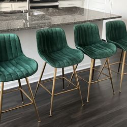 Stunning Velvet Green Bar Stools Like New