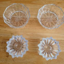 2 Clear Glass Starred Candle Holders & 2 Clear Glass Decorative Bowls ($2.50 Each)