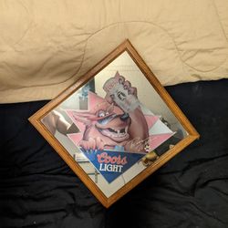 Vintage 1991 Coors Light Beer Wolf Mirror