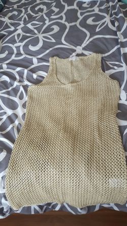 Brand new Gold Knitted net mesh tank cover up