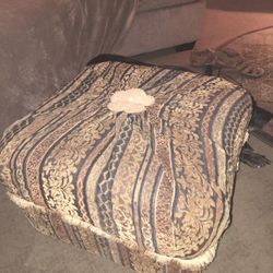 Multi brown/black fabric hassock