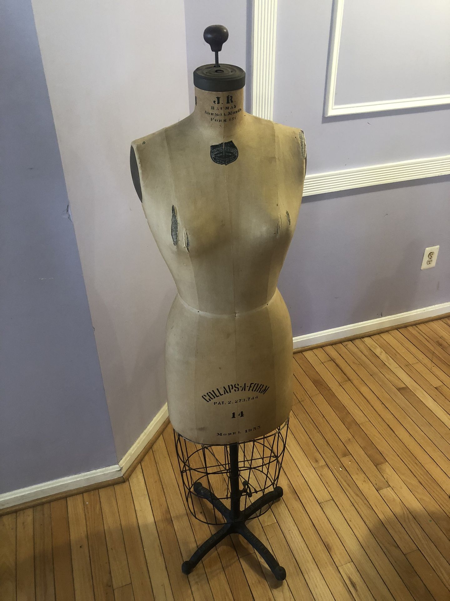 Antique j.r Bauman Model 1955 Size 14 Cage Dress Form Mannequin