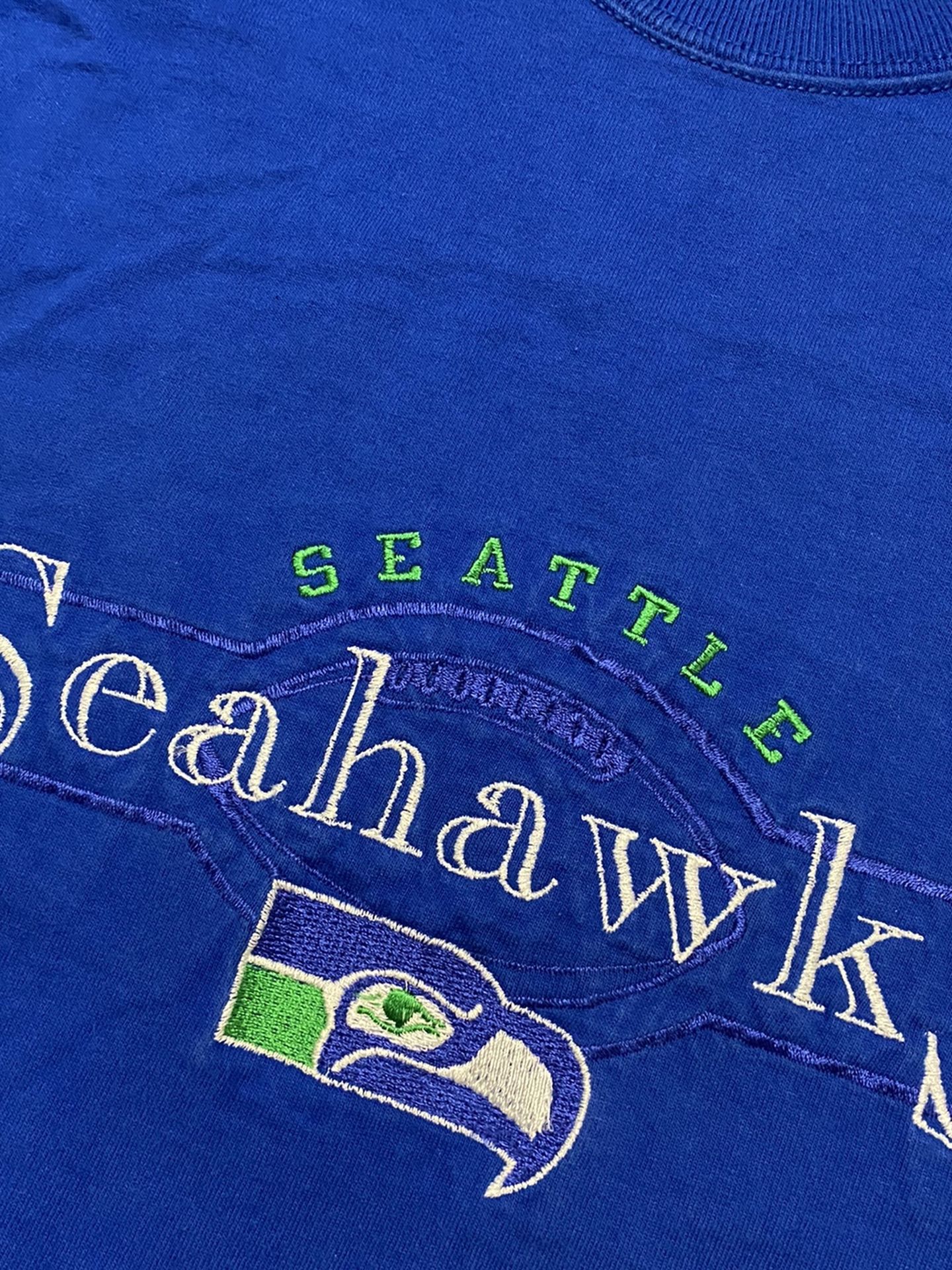 Vintage Pro Player Seattle Seahawks Embroidered Tee Shirt XL 80’s 90’s