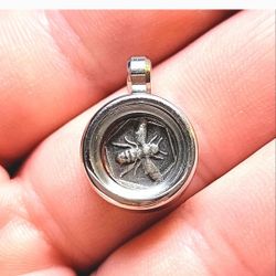 15mm Solid .999 silver Honey Bee Pendant Handmade Unisex Jewelry Hand Poured
