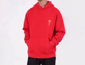 J BALVIN MORADO X TAKASHI MURAKAMI FLOWER HOODIE RED EXCLUSIVE Size Large